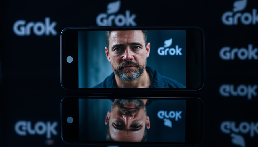 Controversy surrounds Grok AI as logos and reflection create intrigue.