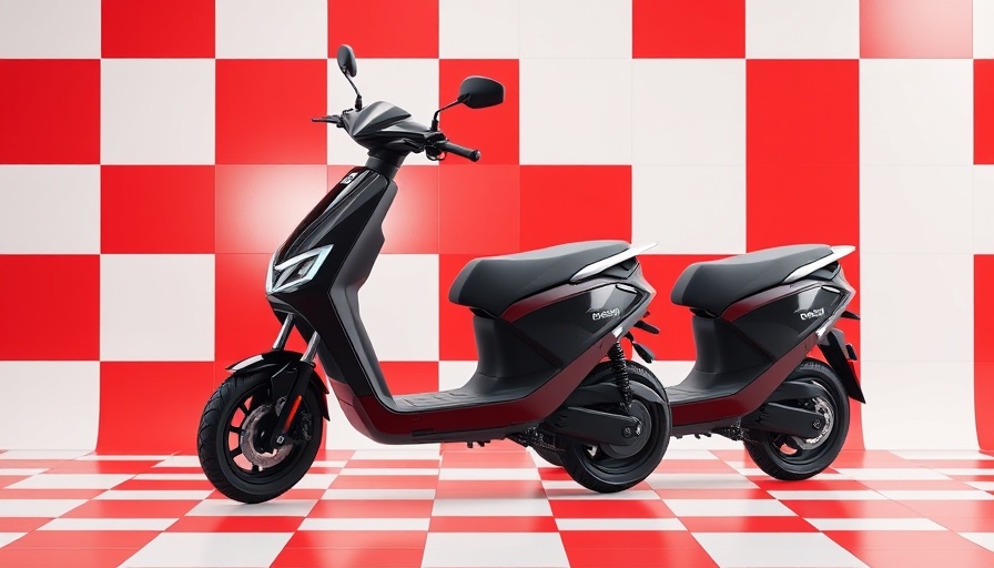 Best Electric Scooters 2025, modern design on red checkered background