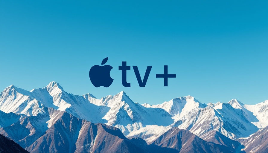 Cinematic Apple TV Plus logo over snowy mountains, top streaming shows 2025.