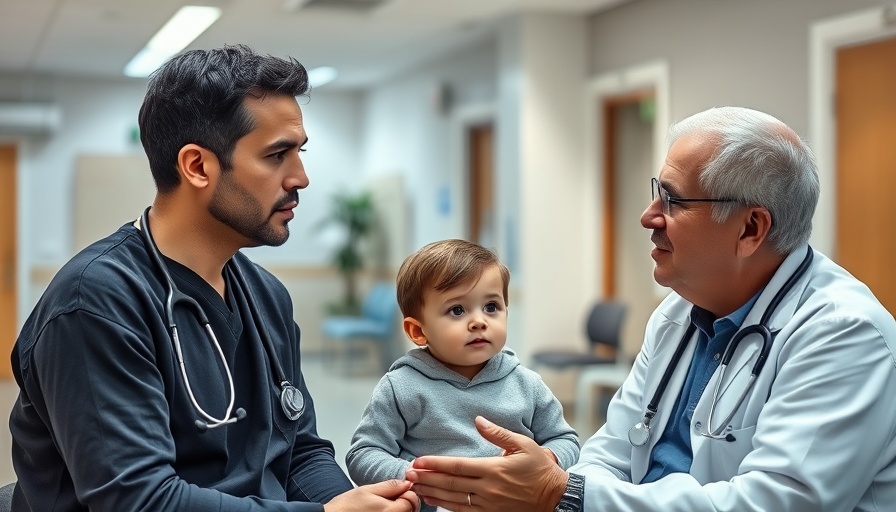 Healthcare professional consulting with family amid US measles outbreaks.