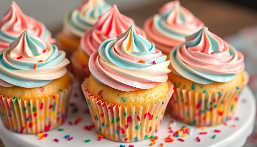 Colorful Funfetti Birthday Cupcakes with frosting and sprinkles.