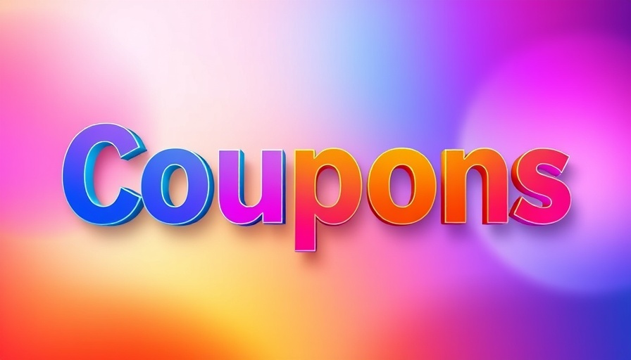 Colorful coupons text with vibrant gradient background