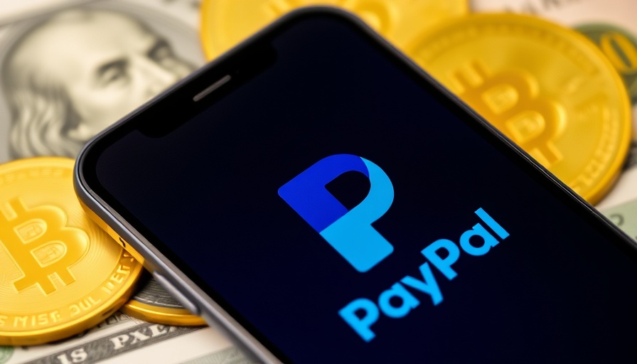 PayPal logo on smartphone with US currency, cross-border payments.