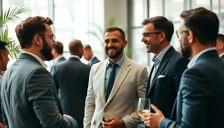 Networking event with professionals discussing defense technology innovations.