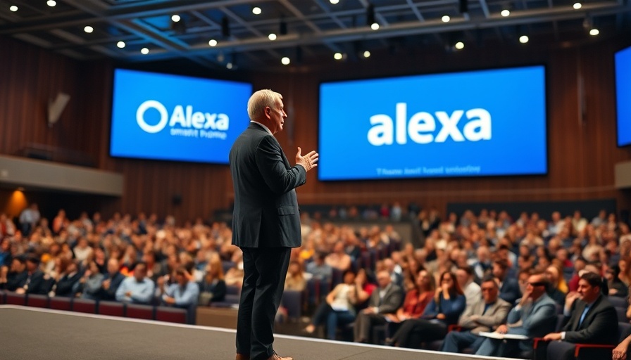 Alexa smart home technology presentation in auditorium.