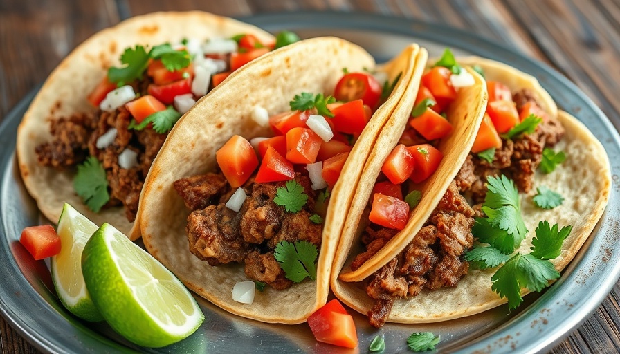 Weeknight carne asada tacos with fresh toppings on a plate.