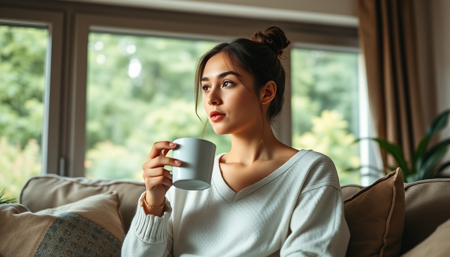 Self-care habits for parents: Woman enjoying quiet coffee moment.