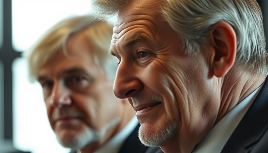 Two men in intense conversation at a formal event.