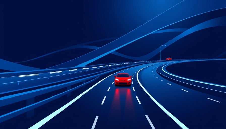 Abstract blue highway illustration with red highlighted car