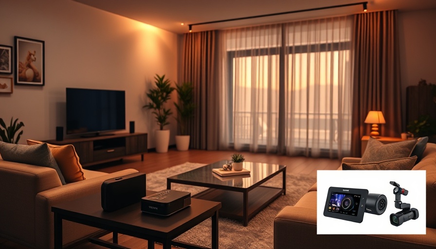 Modern living room with Aqara Camera Protect Kit and smart decor.
