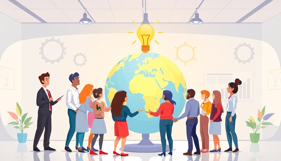 Animated team discussing scaling your startup with offshore employees, global collaboration.