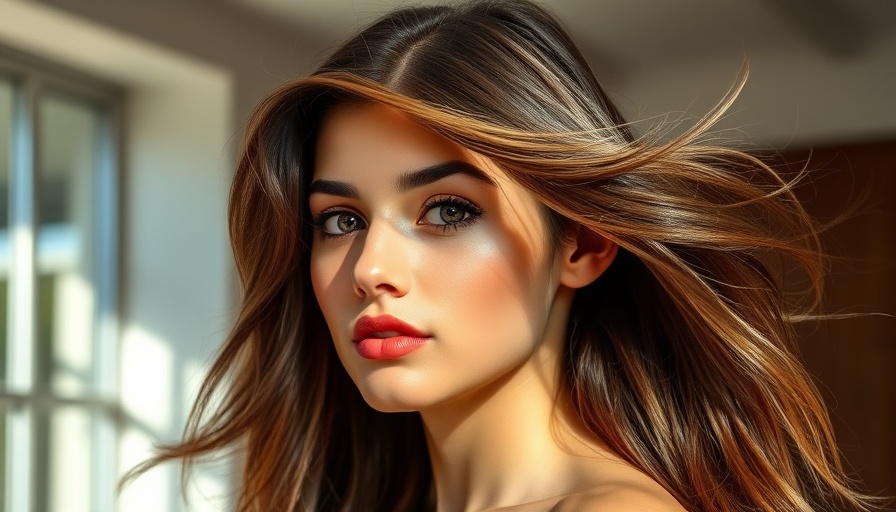 Confident woman showcasing thick hair in gentle lighting.