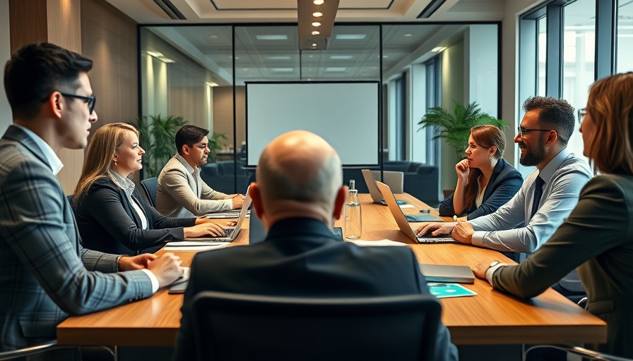 Business professionals discussing sales negotiation techniques in a meeting.