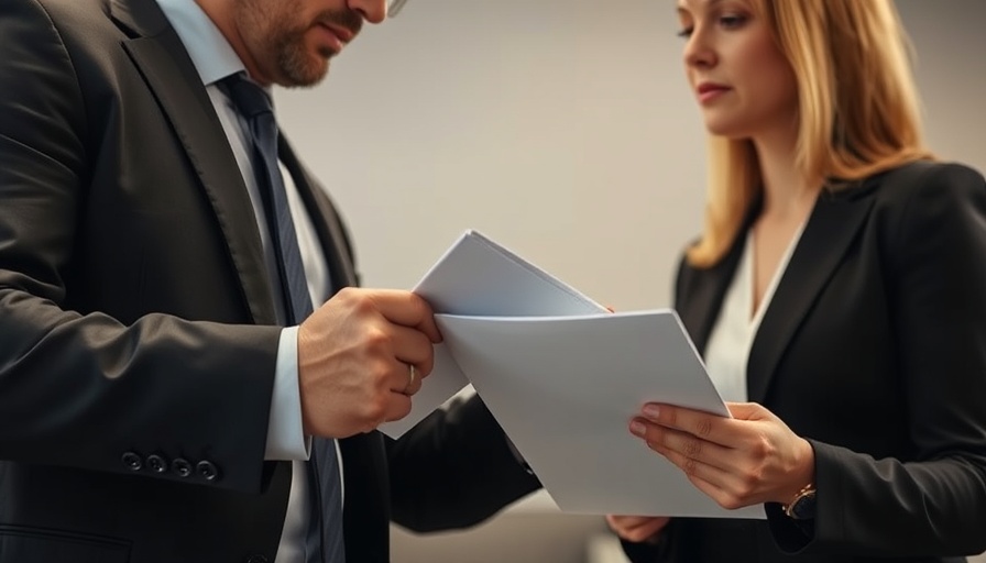 Professionals discussing documents during a meeting, showcasing closing sales techniques.