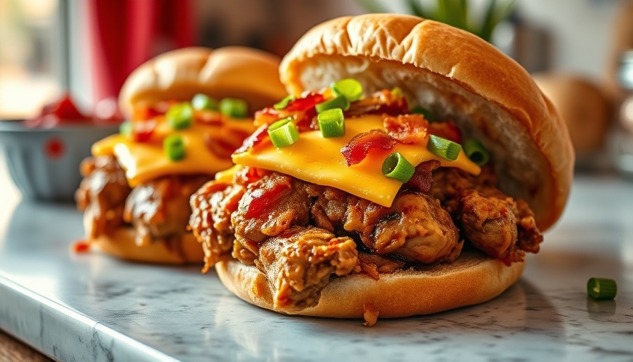 Savory slow cooker crack chicken with cheese and bacon next to fresh buns.