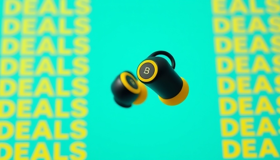 Nothing Ear (a) earbuds on teal 'DEALS' background, promotional display.