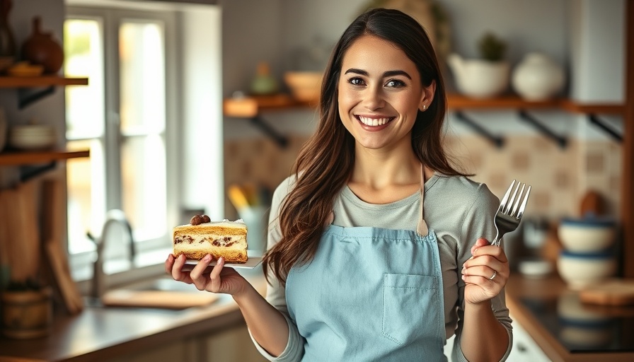 Woman with cake illustrating sugar cravings and gut health.