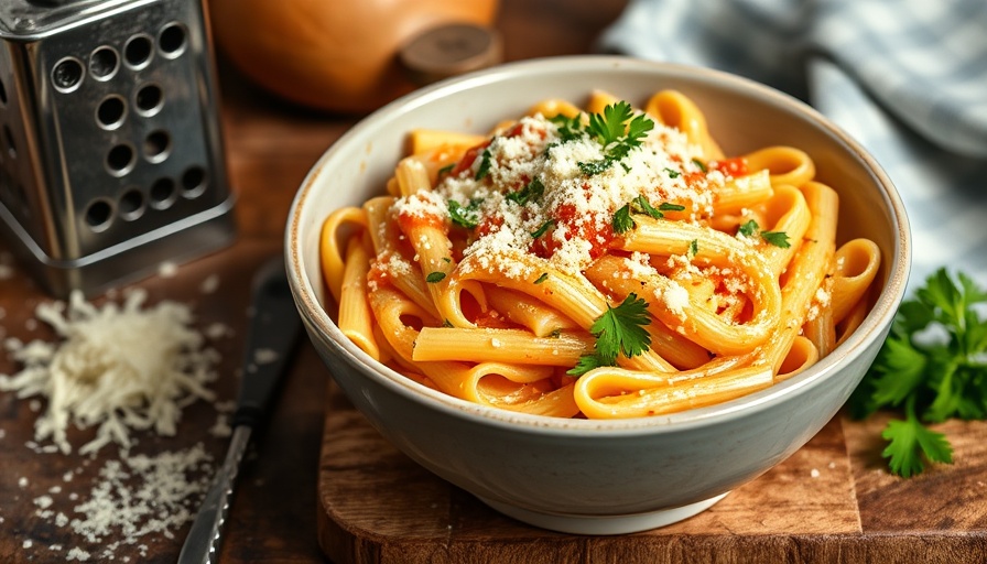 Delicious penne alla vodka recipe with cheese and herbs.