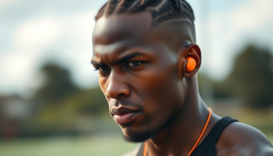 Athletic man with Powerbeats Fit earbuds outdoors