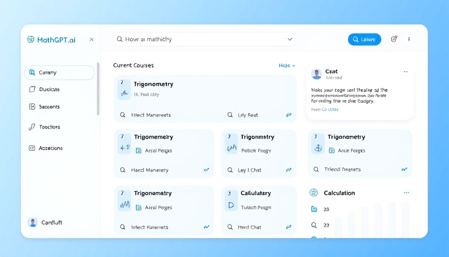 MathGPT.ai AI Tutor interface with courses and chat window.