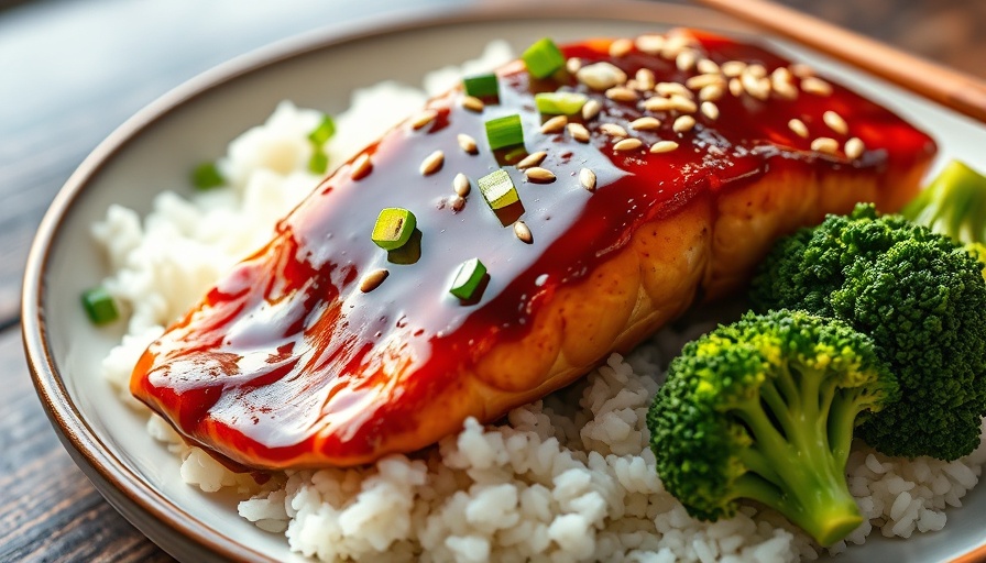 Easy Teriyaki Salmon Recipe on rice with broccoli.