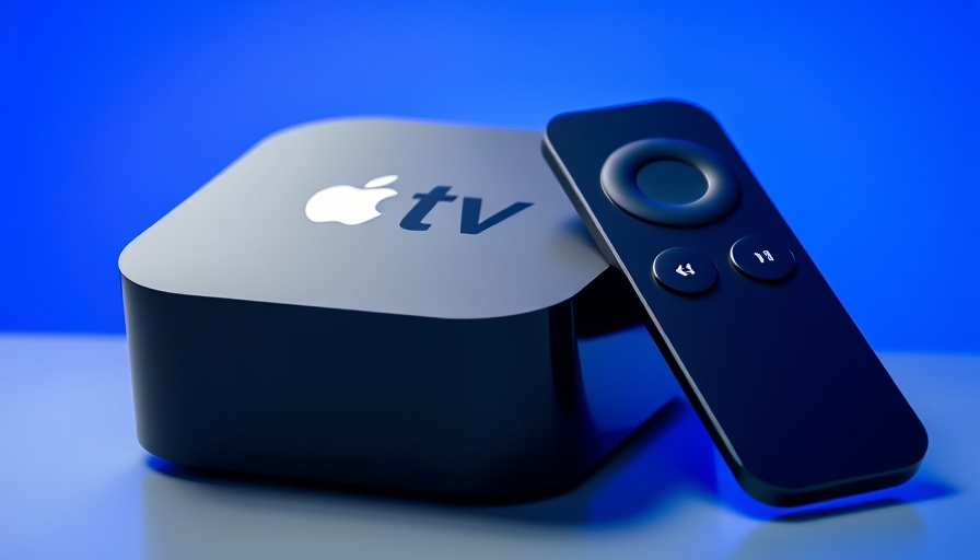 Apple TV 4K with Dolby Vision 2 on blue gradient background.