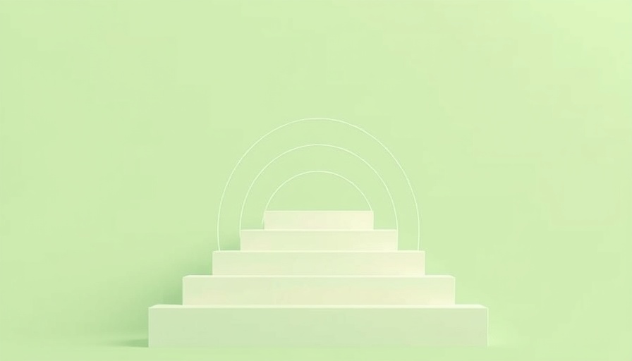 Minimalist illustration with steps and arching lines symbolizing growth.