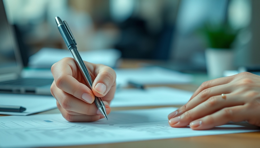 Close-up of hand writing with a pen on paper, signifying Google antitrust ruling impact on Apple.
