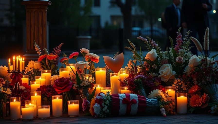 Memorial scene with candles and flowers for Minnesota shooting reflection.