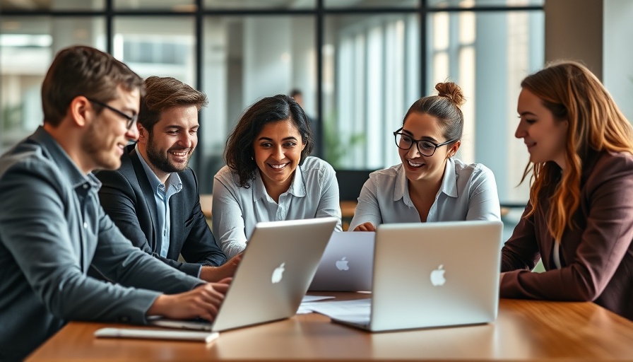 Young business team discusses strategy to enhance small businesses' marketing efforts in a modern office.
