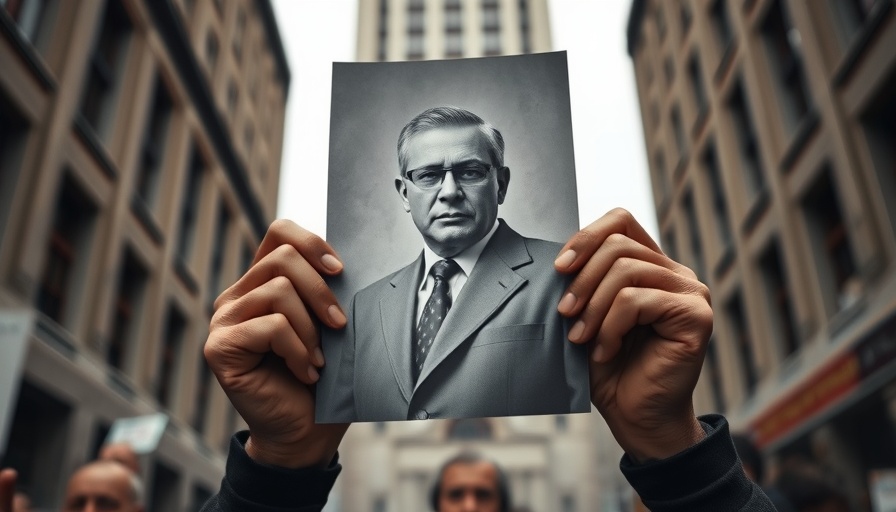 Protest holding Epstein portrait in front of building, release Epstein files.