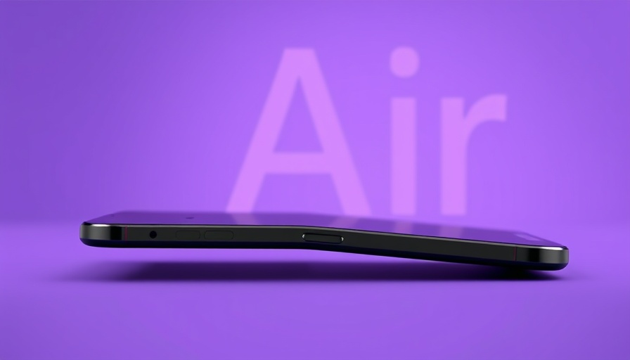 Sleek iPhone 17 Air side profile with 'AIR' text on purple.