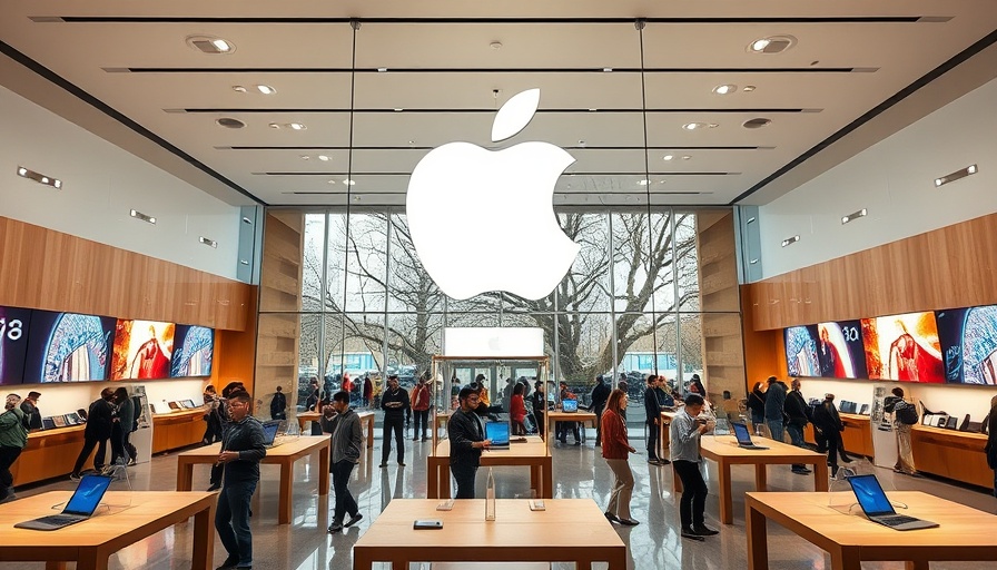 Modern Apple store interior bustling with activity
