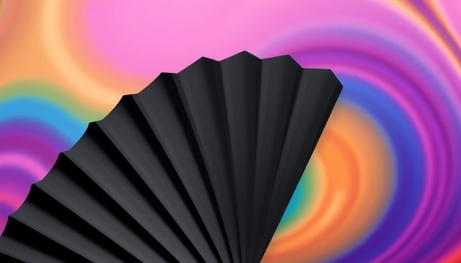 Sleek modern fan for year-round use with vibrant background.