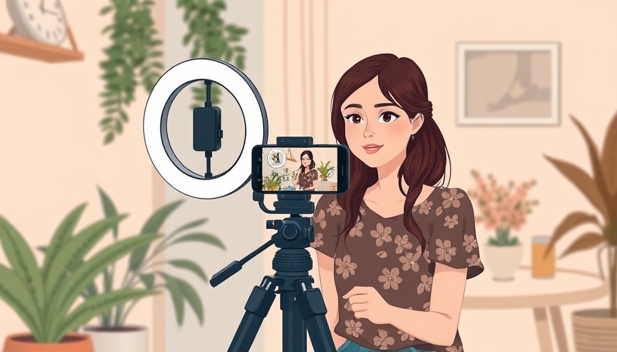 LinkedIn Video Marketing Tips illustration with woman using ring light.