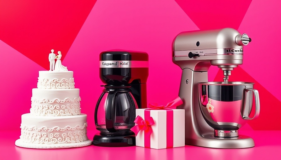 Best wedding gifts display: cake, coffee maker, and mixer.