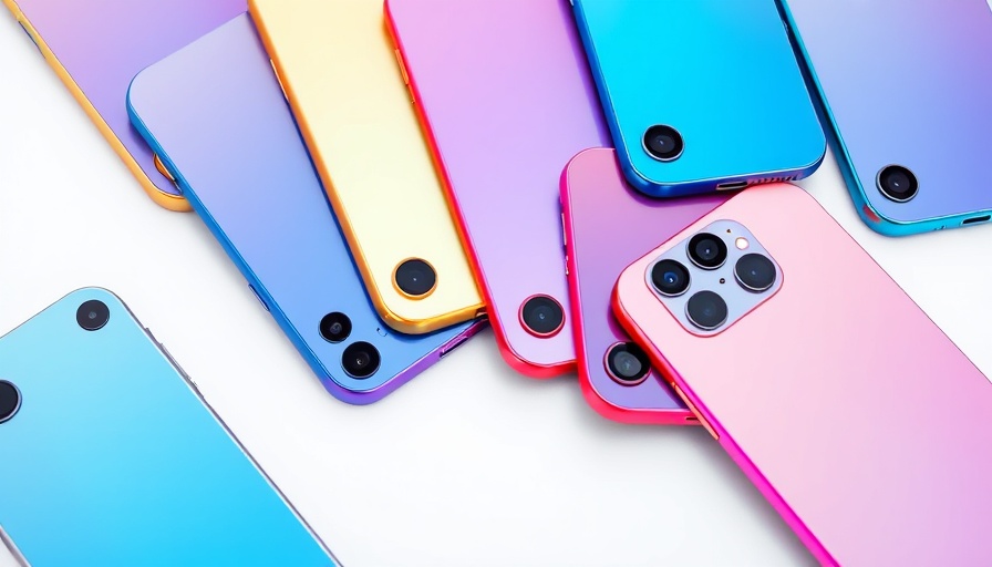 Colorful fanned iPhones display design, iPhone 17 sales in China.