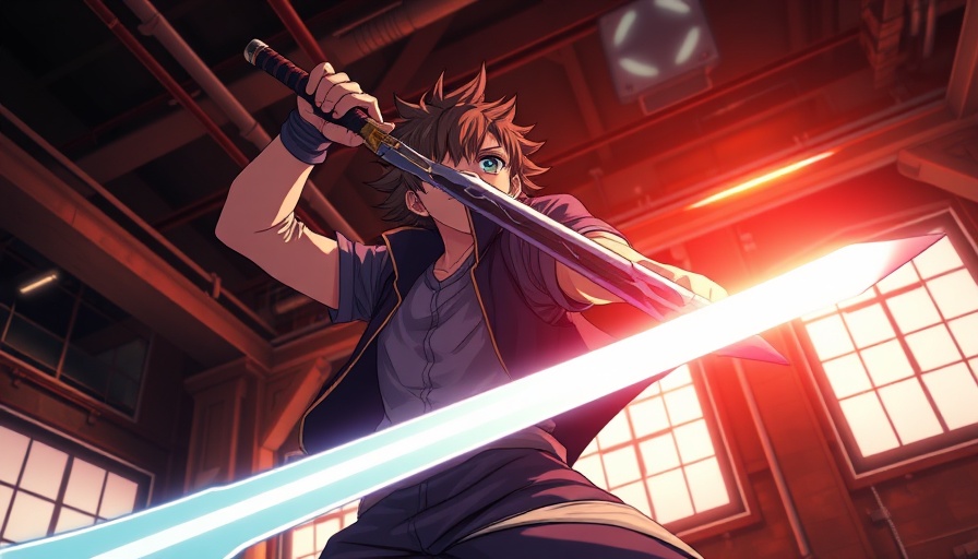 Demon Slayer character with glowing sword in action scene