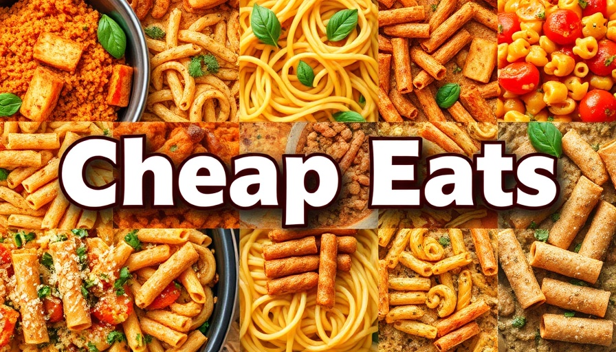 Budget-friendly family meals collage labeled Cheap Eats.