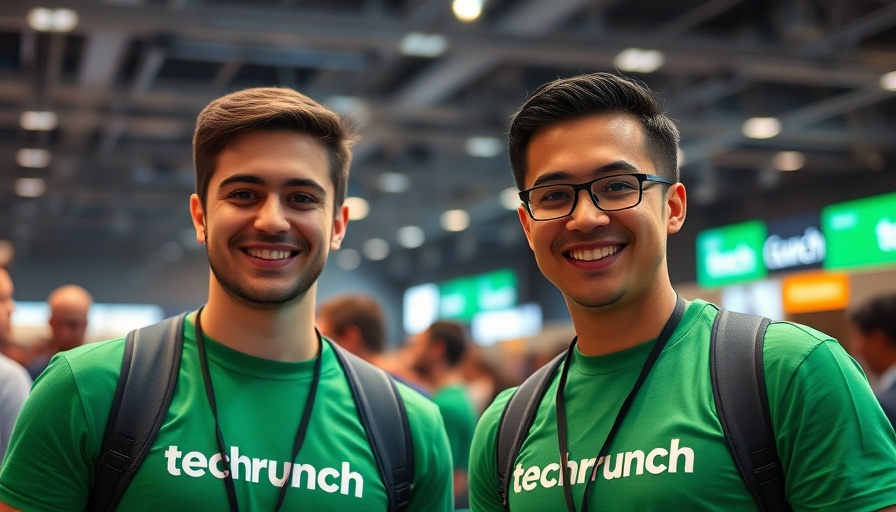 Two volunteers at TechCrunch Disrupt 2025 in a conference setting.