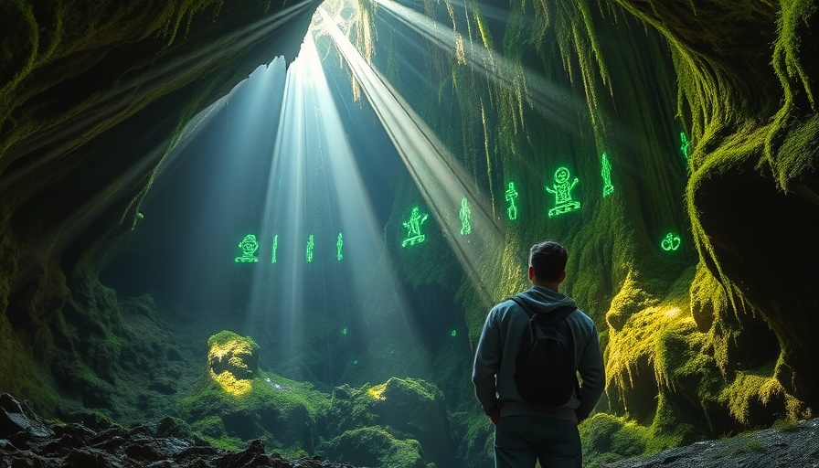 Man exploring a lush, mystical canyon in 'Baby Steps' game, showcasing nature and masculinity.