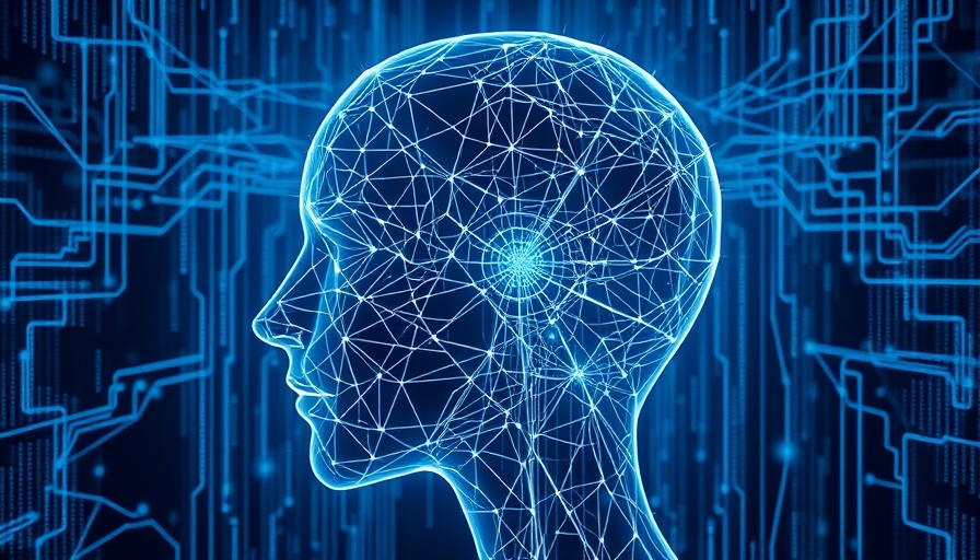 Glowing digital head with code, AI training environments visual