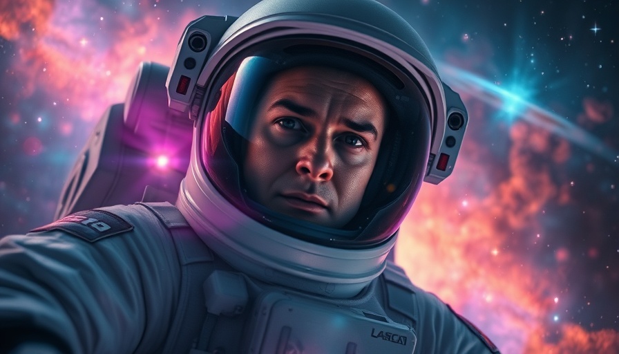 Paranoid sci-fi thriller Sphere scene with astronaut in nebula.