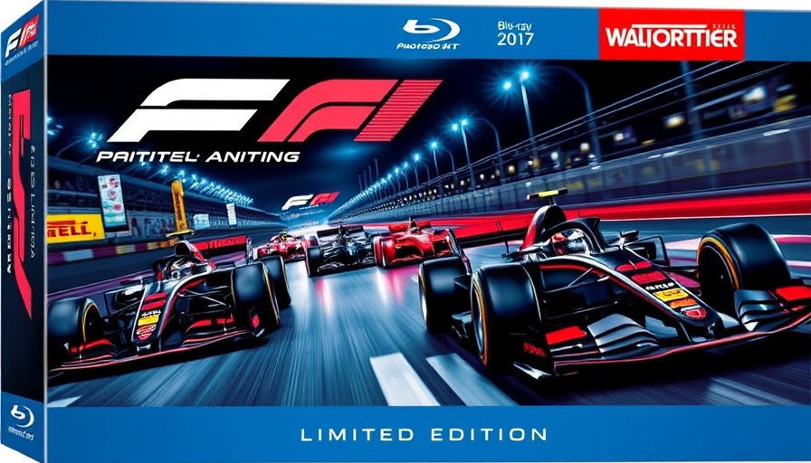Limited edition F1 movie Blu-ray set with dramatic racing theme.