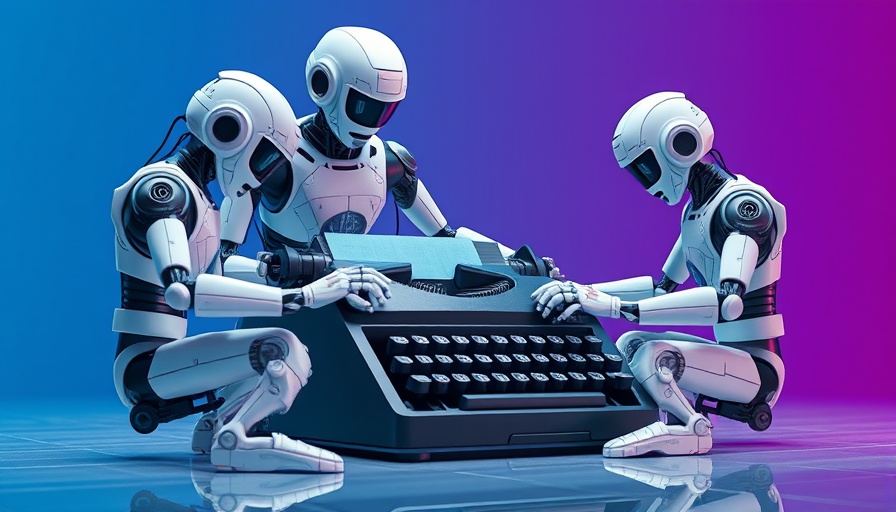 AI robots managing resumes in a futuristic workspace.