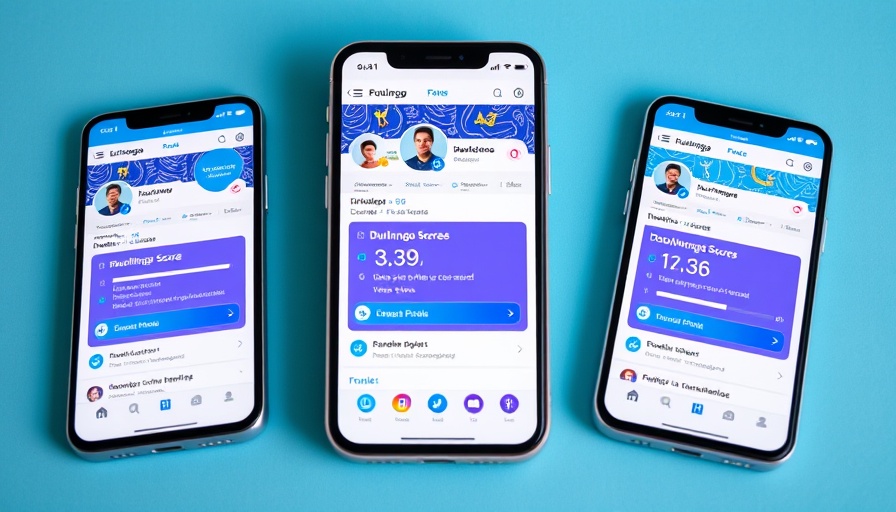 Smartphone screens showing Duolingo score integration on LinkedIn profile
