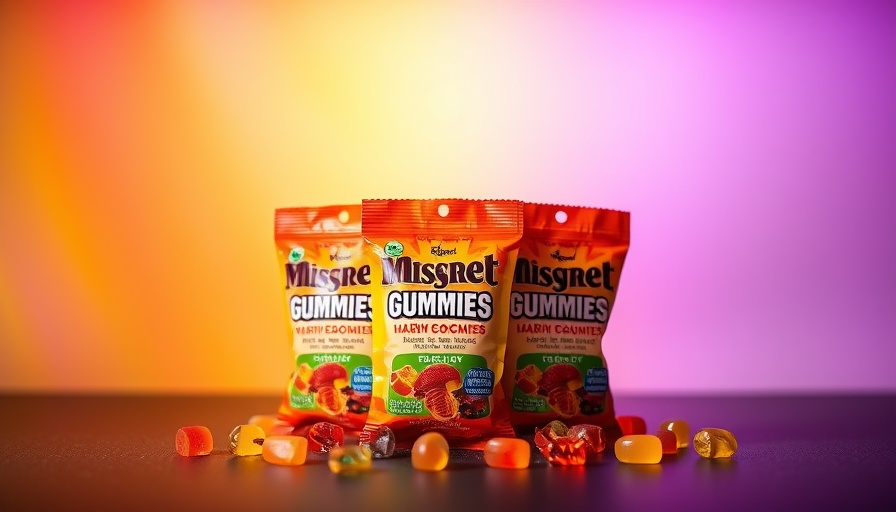 Best mushroom gummies product display with vibrant gradient.