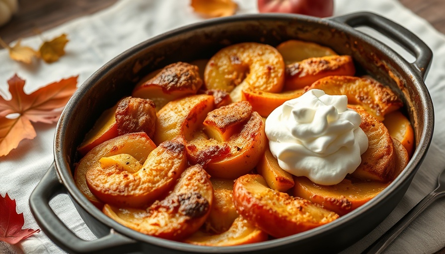 Delicious apple dessert in a baking pan for Apple Season Recipes.
