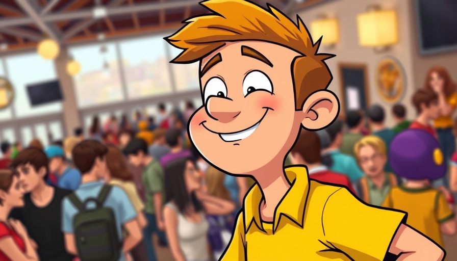 Henry Cavill's Career Revival cartoon character in yellow shirt with 'HELP!' bubble.