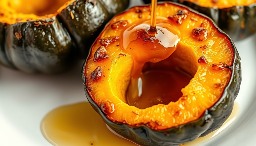 Oven-roasted acorn squash with honey drizzle.